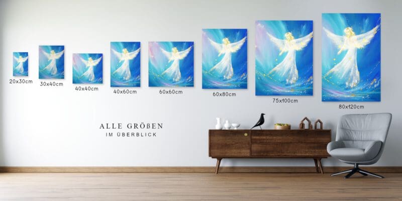 Lichtvoller Engel auf Leinwand "Auf Deinem Weg begleitet" - ein Engelbild, das behütet und stärkt – Bild 5