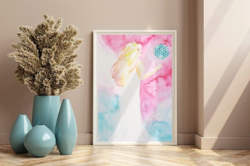 Sanftes Engelbild als Poster "Blume des Lebens" beruhigende Schönheit für Dein Zuhause – Bild 4