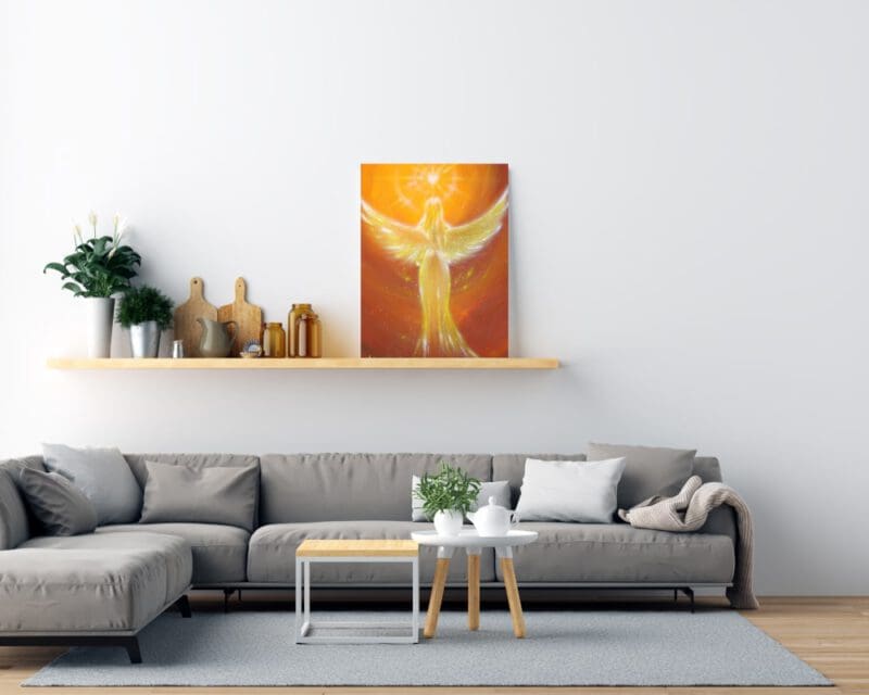 Strahlendes Engelbild auf Leinwand "Das Herz weiß es" Lichtvolles Schutzengel Wandbild – Bild 6