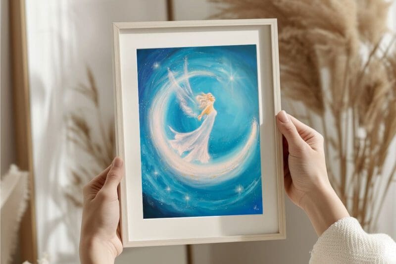 Engel Poster: "Das ist mein Traum" Schutzengel mit Mond für Stärke, Mut und Kraft – Bild 8