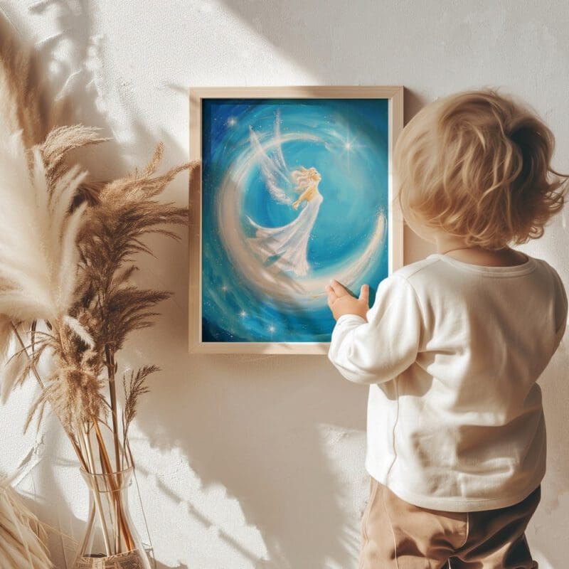 Engel Poster: "Das ist mein Traum" Schutzengel mit Mond für Stärke, Mut und Kraft – Bild 6