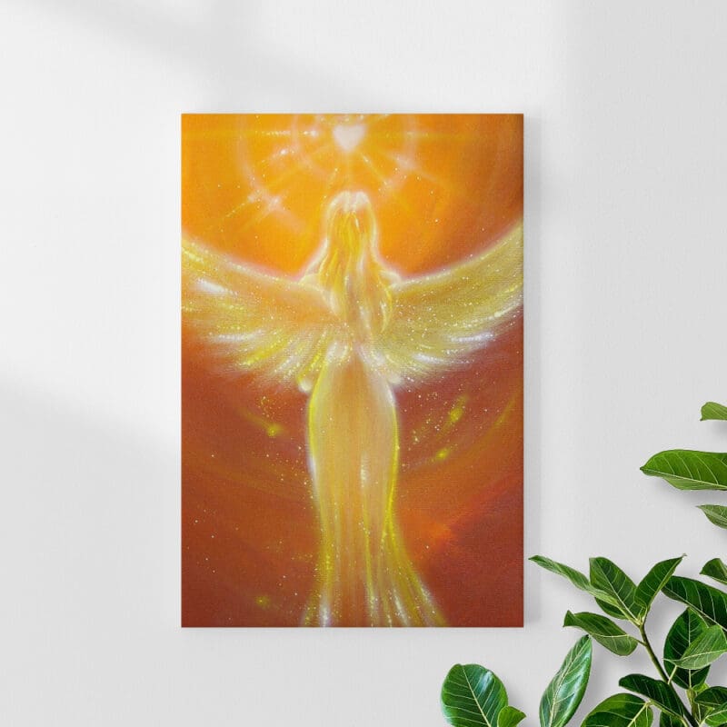 Engelbild auf Leinwand "Das Herz weiß es" Wandbild Druck in 20x30cm