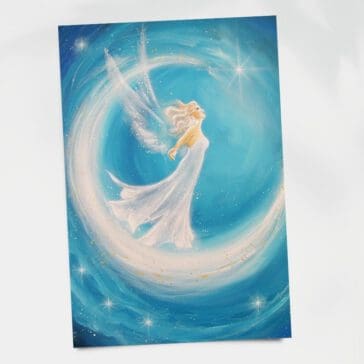 Engel Poster: "Das ist mein Traum" Schutzengel mit Mond für Stärke, Mut und Kraft