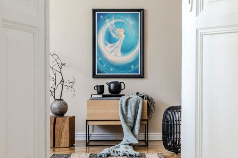 Engel Poster: "Das ist mein Traum" Schutzengel mit Mond für Stärke, Mut und Kraft – Bild 4
