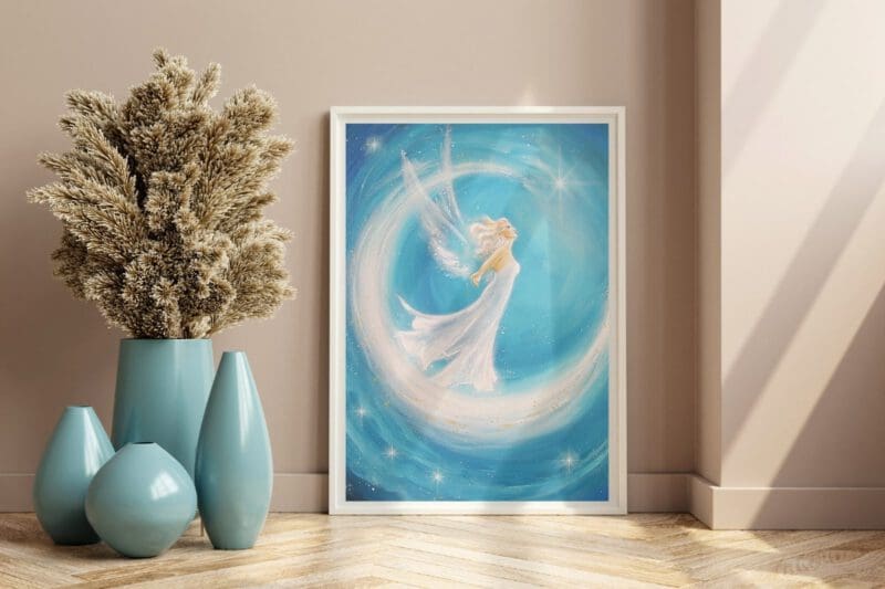 Engel Poster: "Das ist mein Traum" Schutzengel mit Mond für Stärke, Mut und Kraft – Bild 5