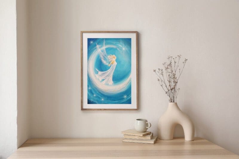 Engel Poster: "Das ist mein Traum" Schutzengel mit Mond für Stärke, Mut und Kraft – Bild 2