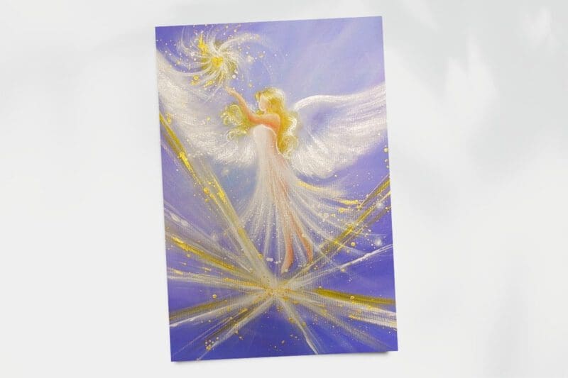 Engel Poster in lila: "Der Weg der Liebe" Spirituelles gefühlvolles Schutzengelbild – Bild 4