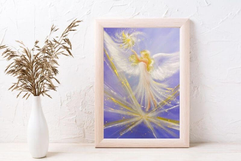 Engel Poster in lila: "Der Weg der Liebe" Spirituelles gefühlvolles Schutzengelbild – Bild 5