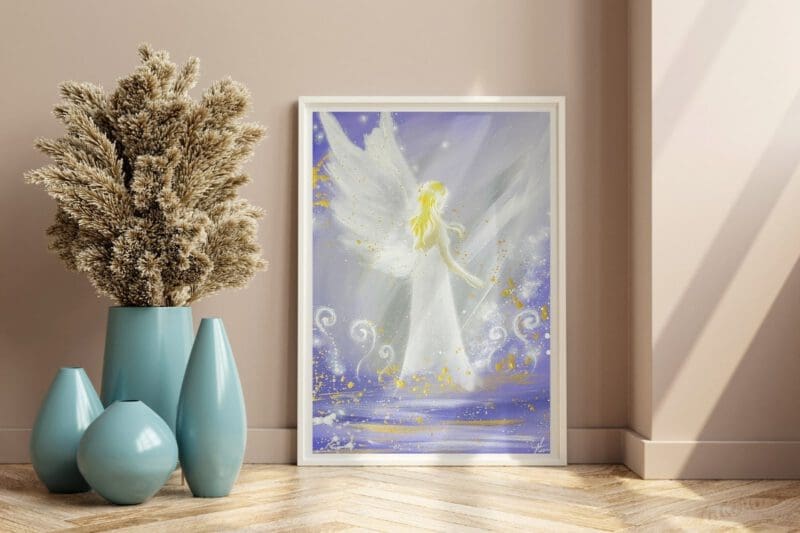 Zartes Engel Poster: "Dich fühlen" Stärkendes und beschützendes Engelbild – Bild 4
