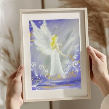 Zartes Engel Poster: "Dich fühlen" Stärkendes und beschützendes Engelbild