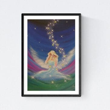 Engel Kunstfoto: "Ein Hauch von Glück" modernes Engelbild in Blau