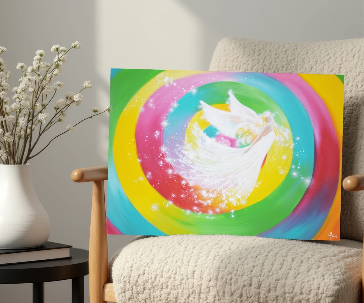 Original Engelbild " Energie der Farben" - Handgemaltes Engel Bild in Acryl – Bild 5