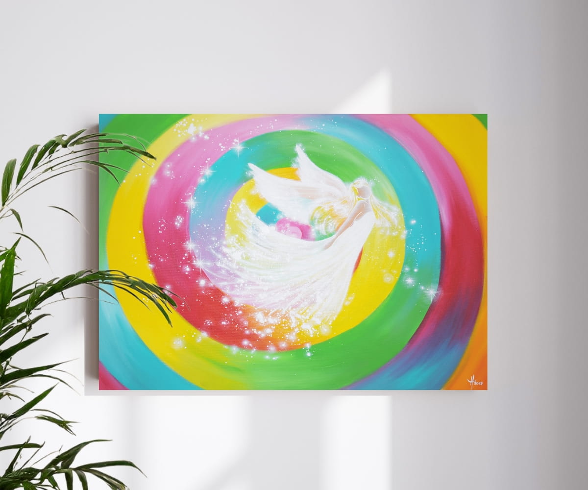 Original Engelbild " Energie der Farben" - Handgemaltes Engel Bild in Acryl