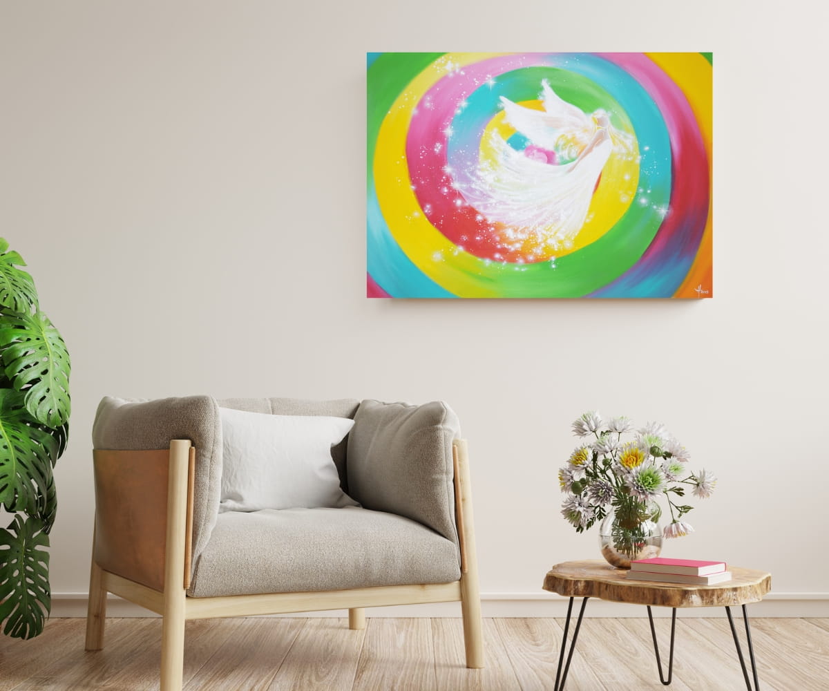 Original Engelbild " Energie der Farben" - Handgemaltes Engel Bild in Acryl – Bild 3
