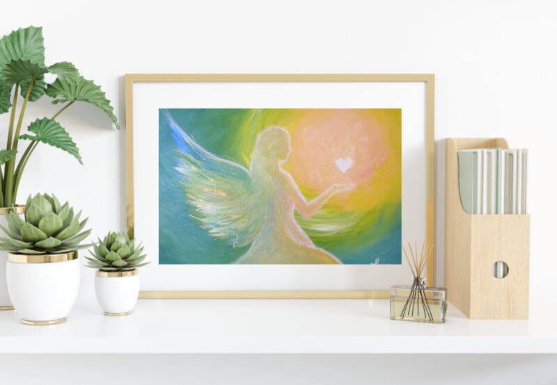 Engelbild Kunstfoto "Engel" mit Herz im Querformat