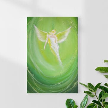 Engelbild "Engel fühlen" Engel Druck auf Leinwand in Grün