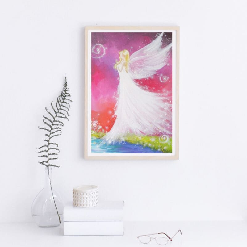 Engel Poster: "Engelberührung" in 40x60cm modernes Bild für Rahmen