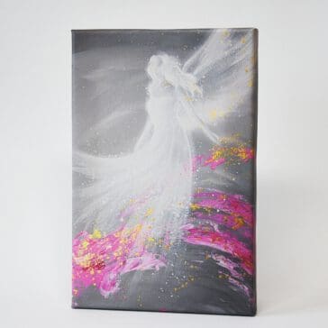 Engel Wandbild "Erfüllung" Engelbild Druck in Grau