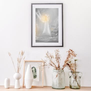 Poster "Folge deinem Traum" Strahlendes Engelbild in Gold & Weiß
