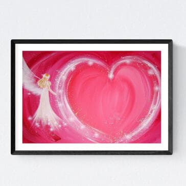 Hochglanz Engel Kunstfoto: "Folge Deinem Herzen" Engelbild in 20x30cm