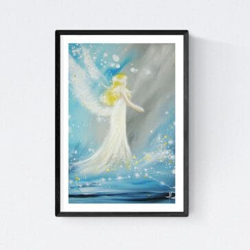 Modernes Engel Kunstfoto: "Geführt" Engelbild in blauen Tönen