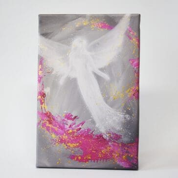 Engel Wandbild "Glück" Modernes Engelbild in Grau