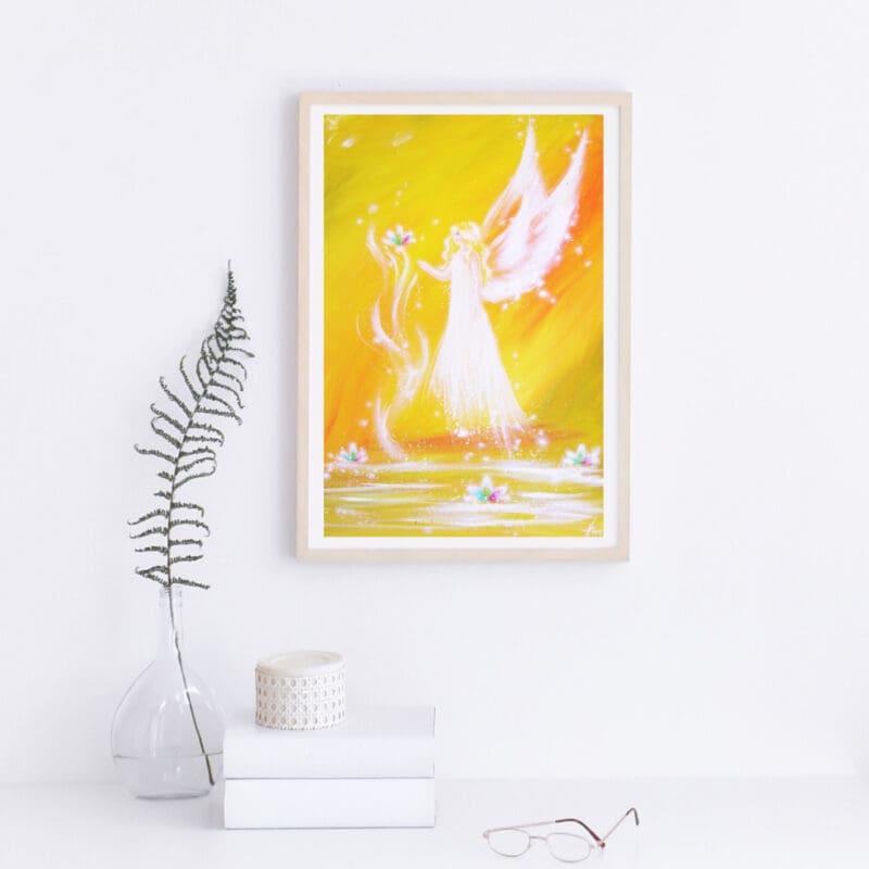 Engel Poster "Glück im Herzen" Wandbild für Rahmen