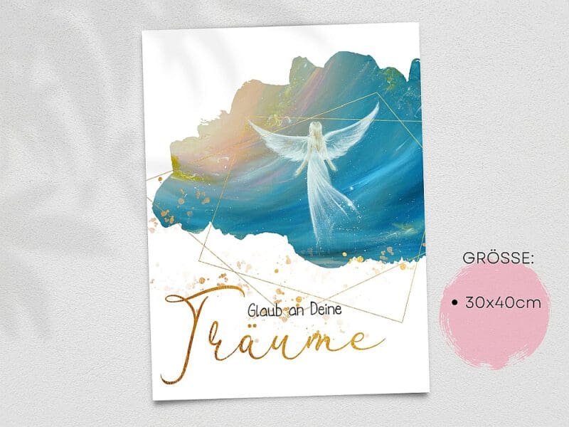 Engel Kunstfoto mit Text "Glaub an Deine Träume" – Bild 4