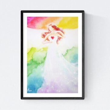 Engelbild Kunstfoto: "Herzenswunsch" Hochglanz Foto für Bilderrahmen