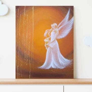 Schutzengelbild mit Kind "Ich bin da" Wandbild voller Nähe, Vertrauen und Geborgenheit
