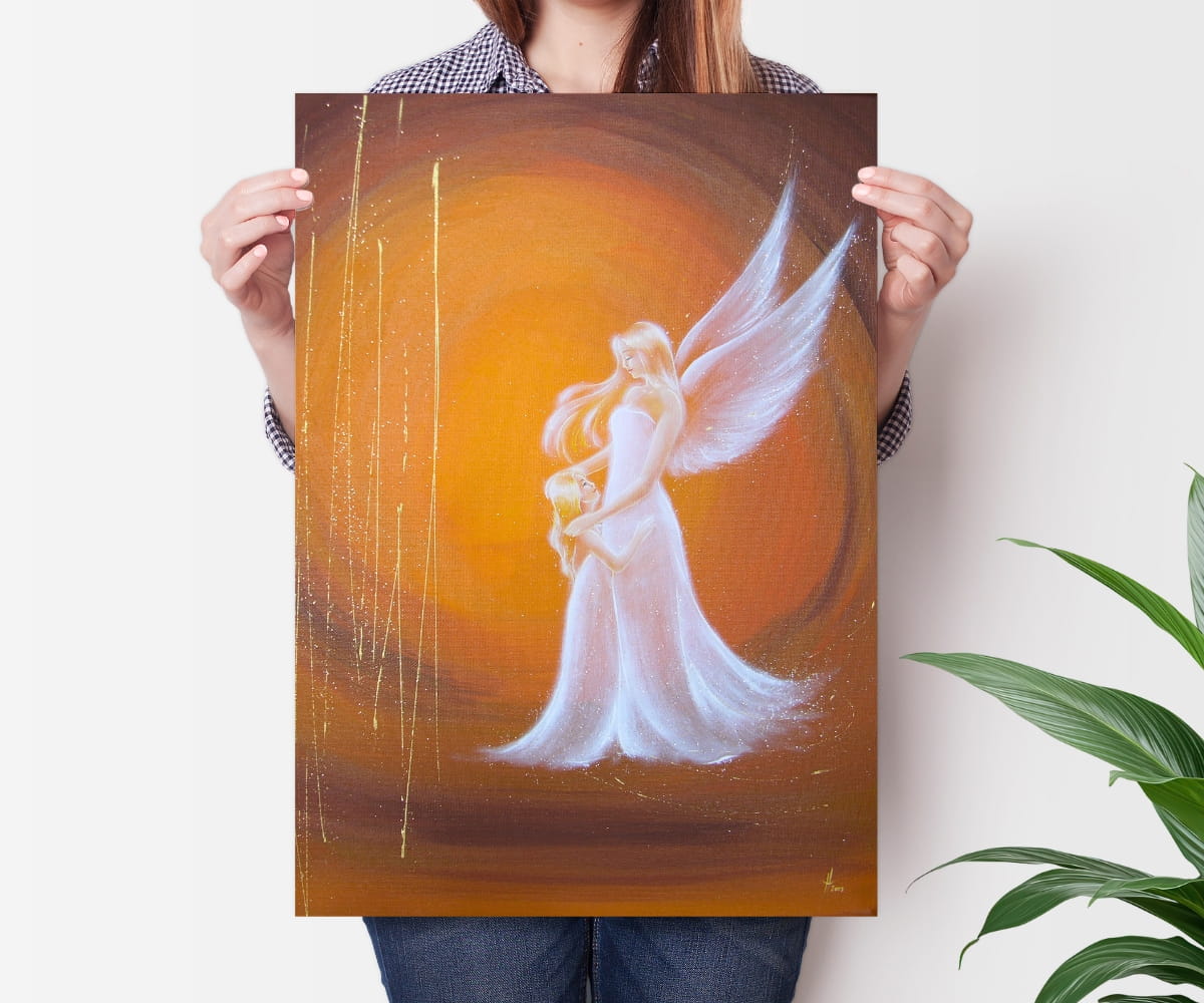 Engel Poster mit Kind: "Ich bin da" Schutzengelbild mit Kind voller Nähe und Geborgenheit – Bild 5