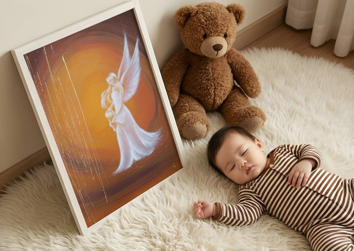 Engel Poster mit Kind: "Ich bin da" Schutzengelbild mit Kind voller Nähe und Geborgenheit – Bild 10