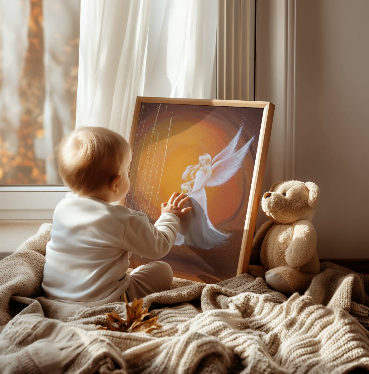 Engel Poster mit Kind: "Ich bin da" Schutzengelbild mit Kind voller Nähe und Geborgenheit – Bild 9