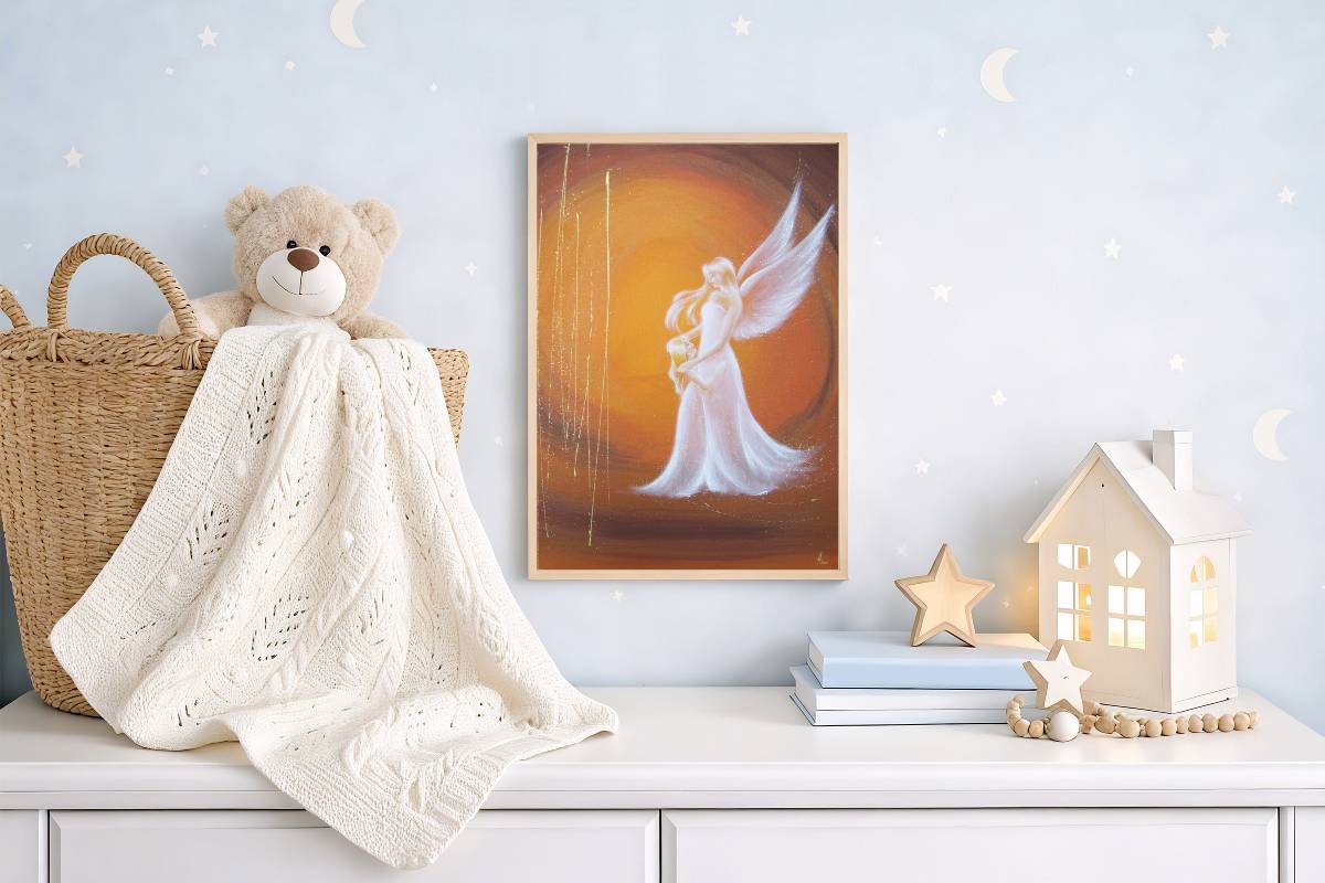 Engel Poster mit Kind: "Ich bin da" Schutzengelbild mit Kind voller Nähe und Geborgenheit – Bild 8