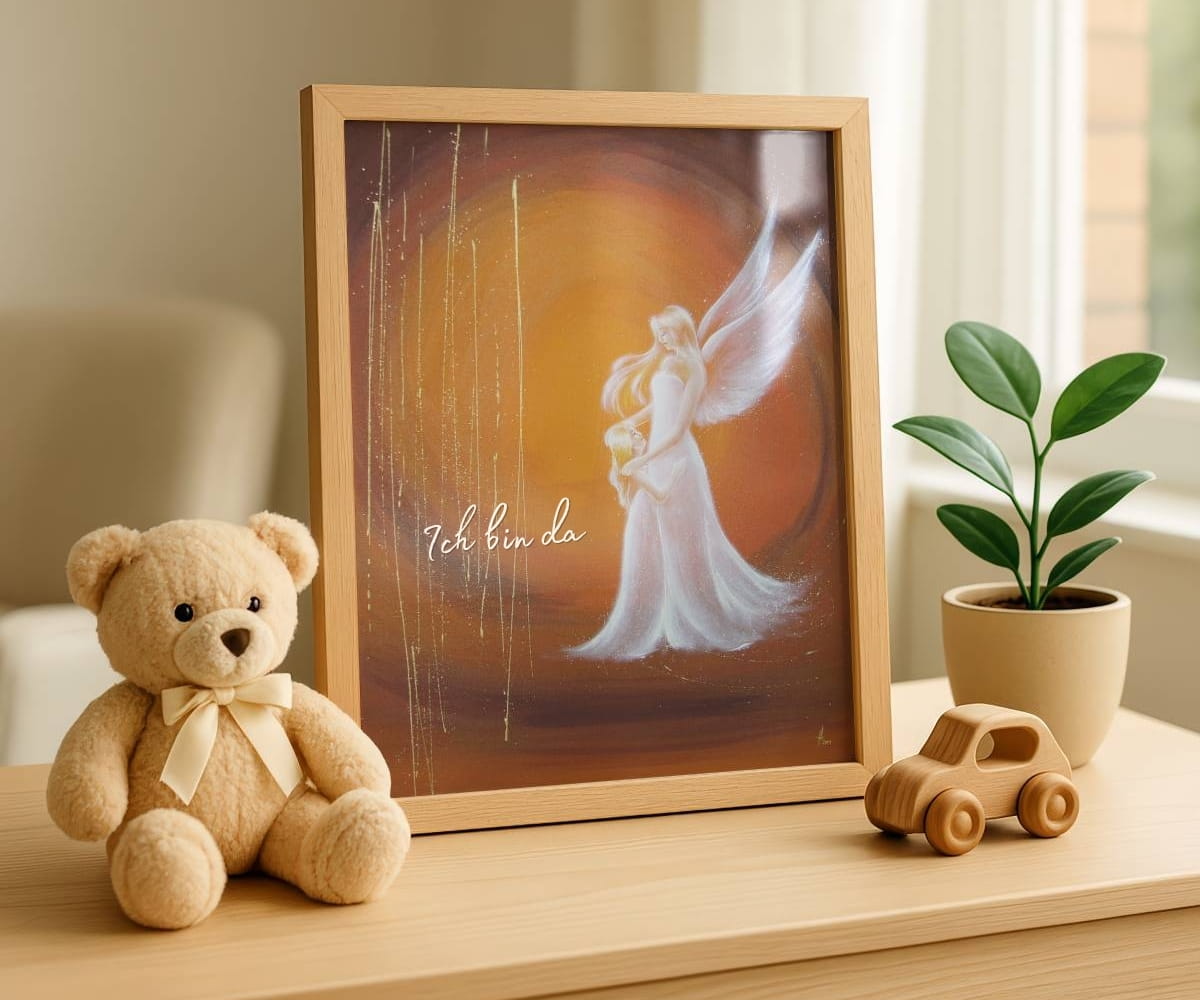 Engel Poster mit Kind: "Ich bin da" Schutzengelbild mit Kind voller Nähe und Geborgenheit – Bild 7