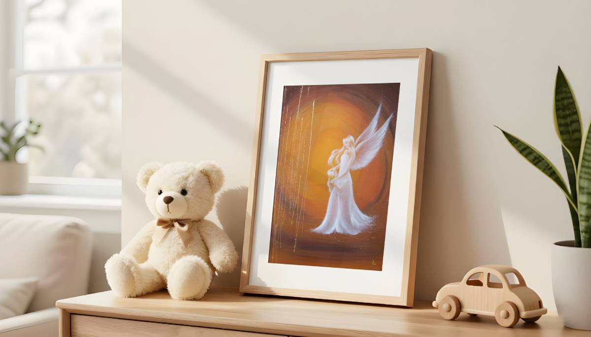 Engel Poster mit Kind: "Ich bin da" Schutzengelbild mit Kind voller Nähe und Geborgenheit – Bild 13