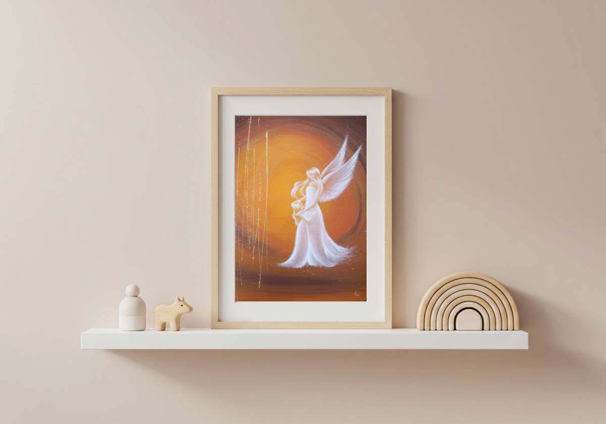 Engel Poster mit Kind: "Ich bin da" Schutzengelbild mit Kind voller Nähe und Geborgenheit – Bild 11