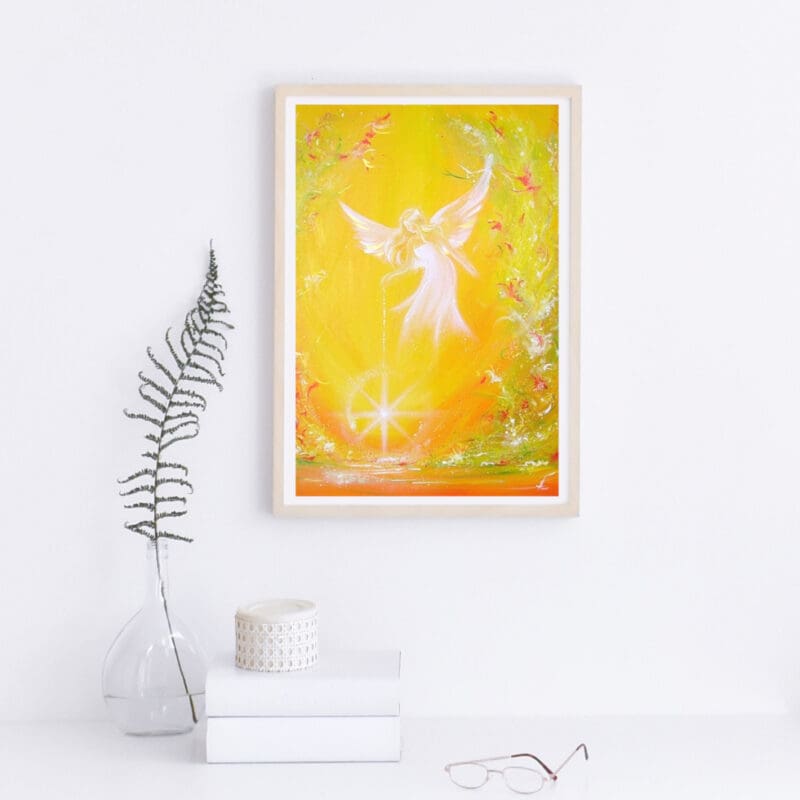 Schutzengel Poster: "Ich schenke Dir Licht" Engelbild in Gelb