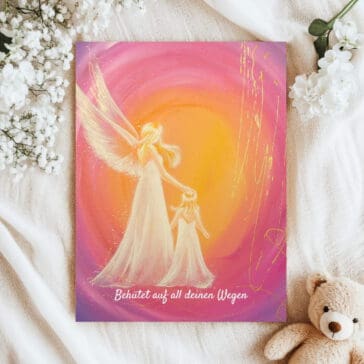 Engel Leinwandbild "Immer da" Engelbild mit Kind, Geschenk zur Taufe, Geburt