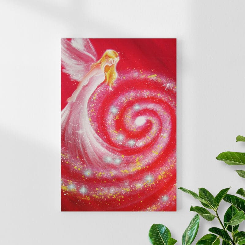 Engelbild Kunstdruck "Kosmischer Schutzengel" Druck auf Leinwand