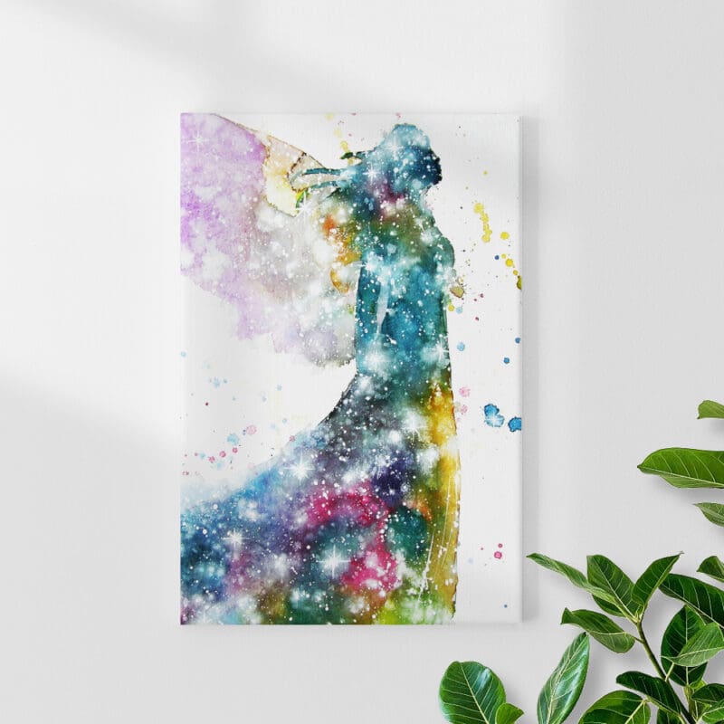Engel Leinwanddruck "Kosmischer Schutzengel" Wandbild Bunt