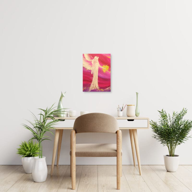 Schutzengel Bild "Liebe" Engel Leinwanddruck in Pink mit Herz – Bild 5