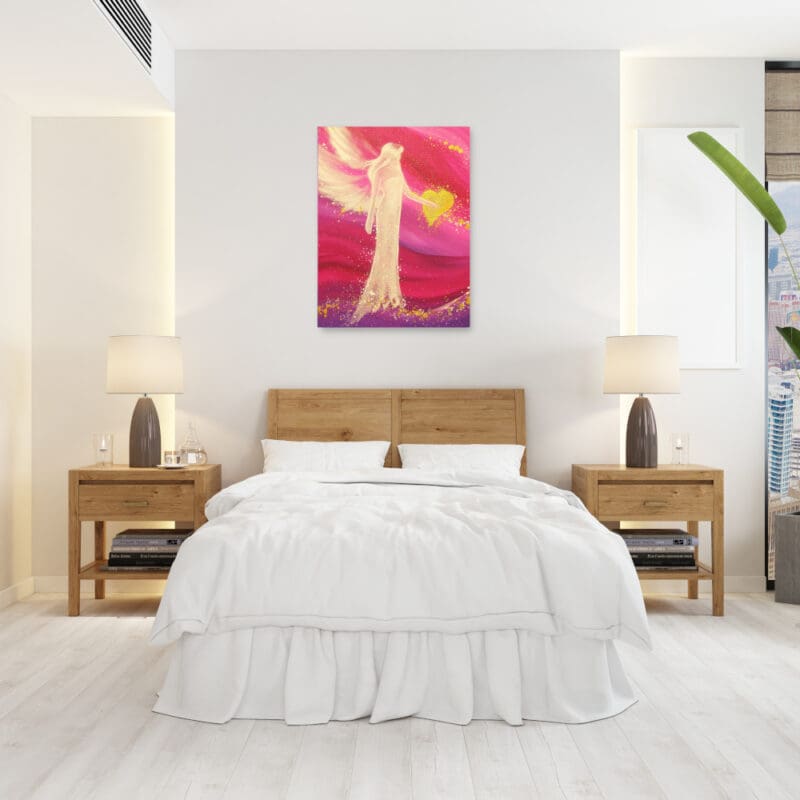 Schutzengel Bild "Liebe" Engel Leinwanddruck in Pink mit Herz – Bild 9