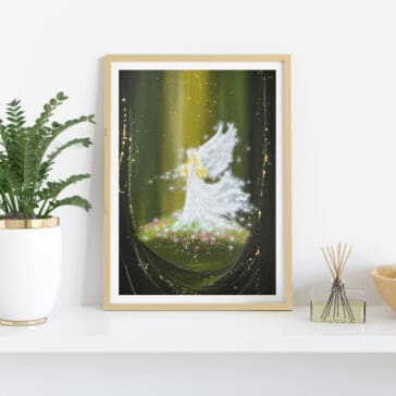 Engelbild Kunstfoto "Magische Begegnung" Schutzengelbild im Wald