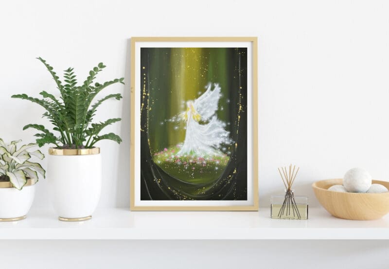 Engelbild Kunstfoto "Magische Begegnung" Schutzengelbild im Wald