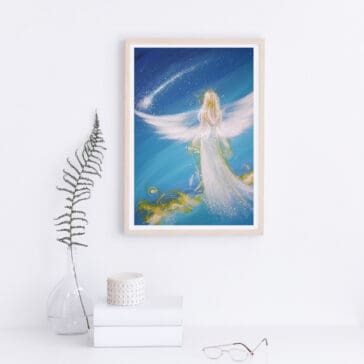 Engel Poster: "Meine Träume leben" Kunstdruck in 40x60cm