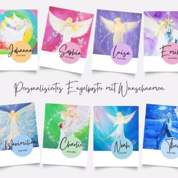 Personalisierte Engelposter - besondere Schutzengel Bilder mit Wunschname & Datum