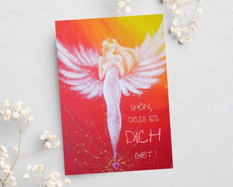 Künstlerkarte Engel Postkarte "Schön, dass es Dich gibt"