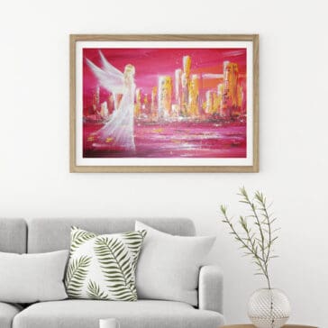 Engelbild Poster "Stadt der Engel" abstraktes Wandbild in 40x60cm