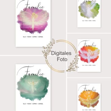 Personalisierter Engel Kunstdruck / Poster "Familie" A3